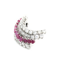 Flamboyant Ruby and Diamond Brooch in White Gold 18 Karat