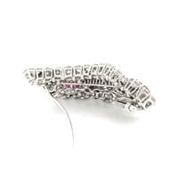 Flamboyant Ruby and Diamond Brooch in White Gold 18 Karat