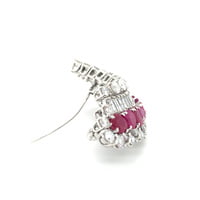 Flamboyant Ruby and Diamond Brooch in White Gold 18 Karat