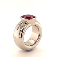 Rubellite Diamond White Gold Ring