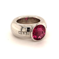 Rubellite Diamond White Gold Ring