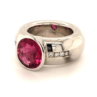 Rubellite Diamond White Gold Ring