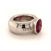 Rubellite Diamond White Gold Ring