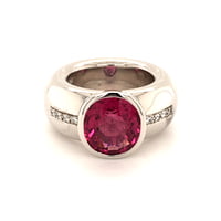 Rubellite Diamond White Gold Ring