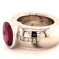 Rubellite Diamond White Gold Ring