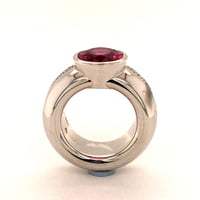 Rubellite Diamond White Gold Ring