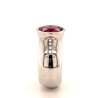 Rubellite Diamond White Gold Ring