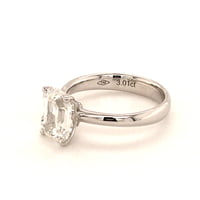 GIA Certified 3.01 Carat Emerald Cut Diamond White Gold Solitaire Ring