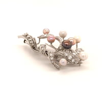 Gubelin Natural Pearls and Diamonds Brooch in 18 Karat White Gold