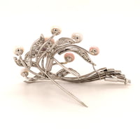 Gubelin Natural Pearls and Diamonds Brooch in 18 Karat White Gold
