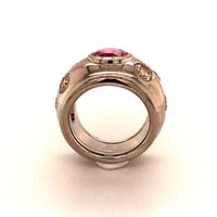 Pink Sapphire and Fancy Color Diamond Ring in 18 Karat White Gold