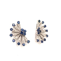 Sapphire and Diamond Earclips in 18 Karat White Gold