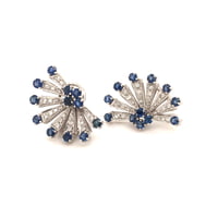 Sapphire and Diamond Earclips in 18 Karat White Gold