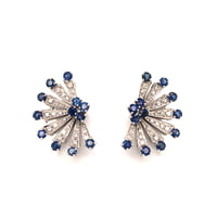 Sapphire and Diamond Earclips in 18 Karat White Gold