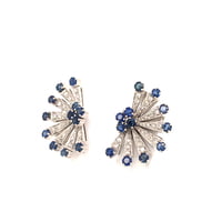 Sapphire and Diamond Earclips in 18 Karat White Gold