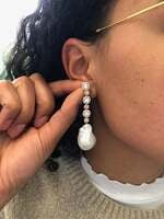 Stunning Baroque South Sea Cultured Pearl Earstuds with Fancy Colored Diamonds Stunning Baroque South Sea Cultured Pearl Earstuds with Fancy Colored Diamonds