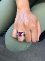 Rubellite Diamond White Gold Ring