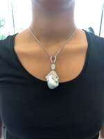 Spectacular South Sea Cultured Pearl and Diamond Pendant in 18 Karat White Gold Spectacular South Sea Cultured Pearl and Diamond Pendant in 18 Karat White Gold