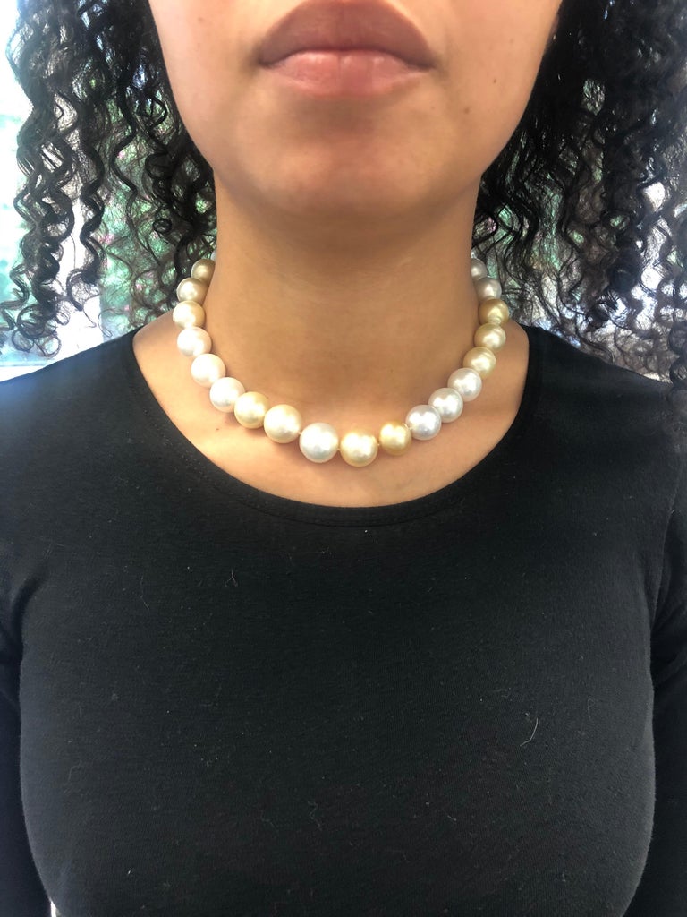 White and Golden South Sea Cultured Pearl Necklace