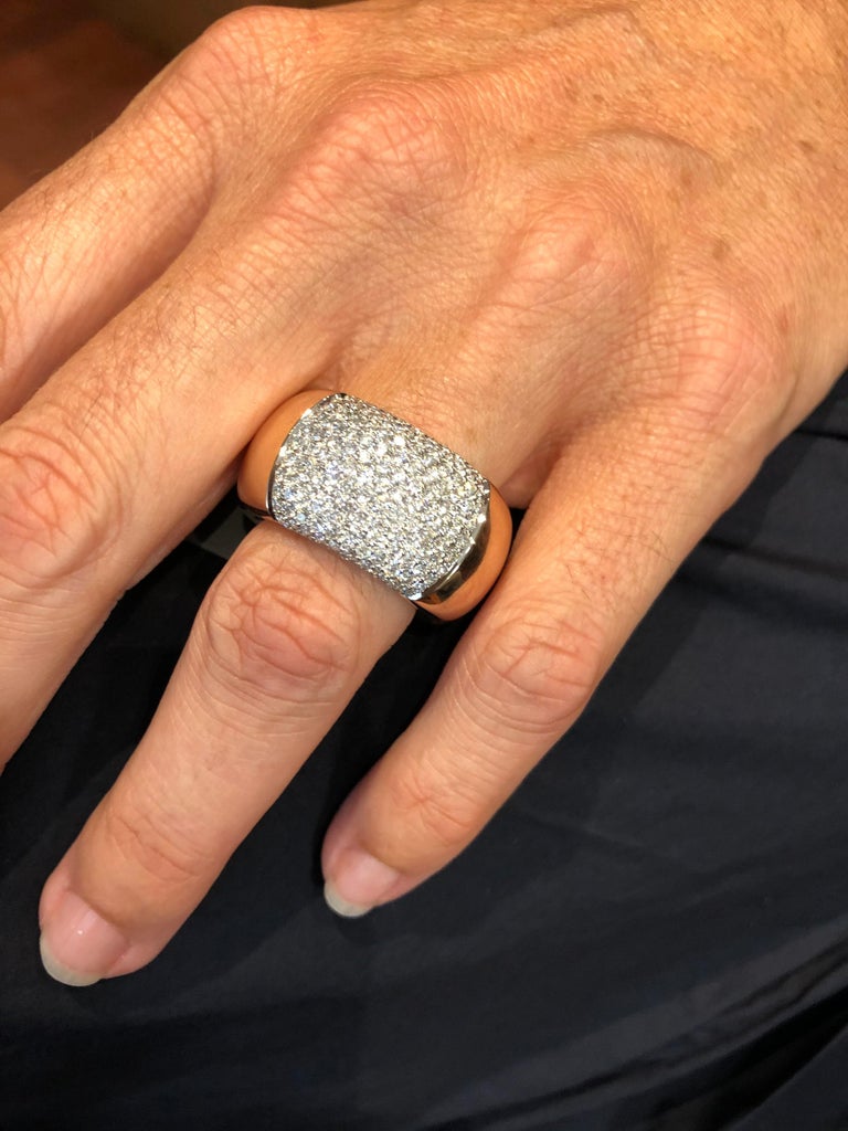 Modern Diamond Ring by Noor in 18 Karat Rose Gold and White Gold Modern Diamond Ring by Noor in 18 Karat Rose Gold and White Gold