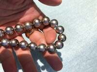 Tahitian Cultured Pearl Necklace with White Gold Ball Fermoir