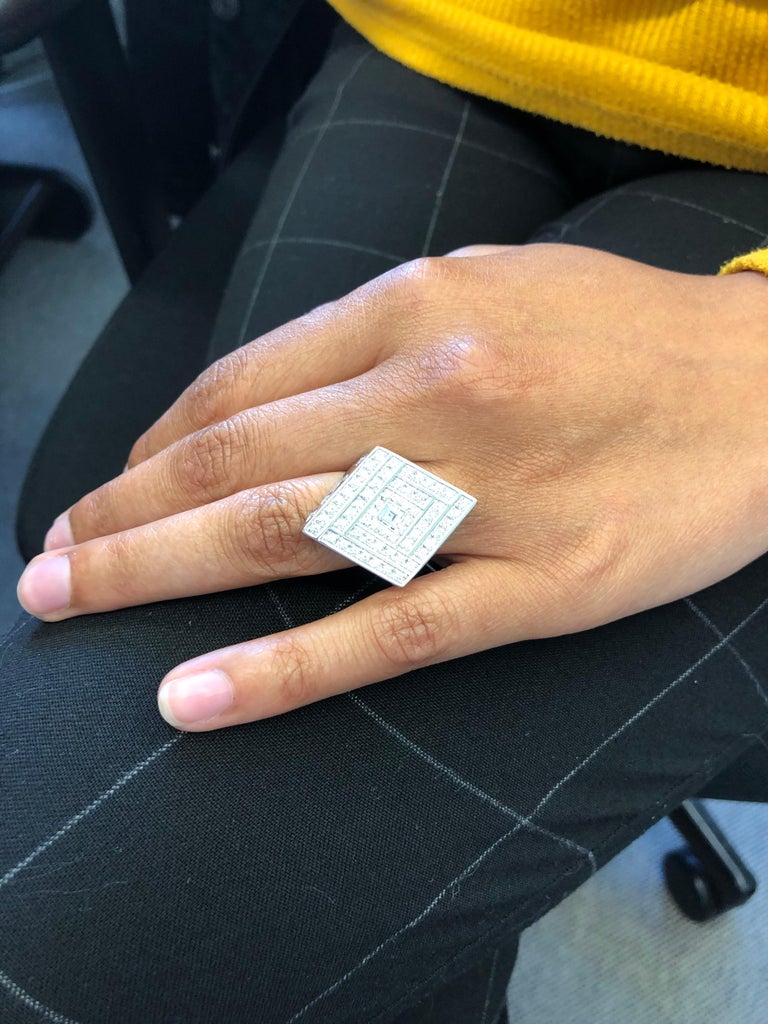 Rhombic Shaped Diamond Ring In 18 Karat White Gold Rhombic Shaped Diamond Ring In 18 Karat White Gold