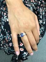 Bluish-Violet Colored Spinel and Diamond Ring in 18 Karat Gold