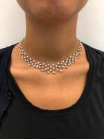 Diamond and Akoya Cultured Pearls Necklace in 950 Platinum Diamond and Akoya Cultured Pearls Necklace in 950 Platinum