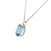 13ct Aquamarine Diamond White Gold Pendant