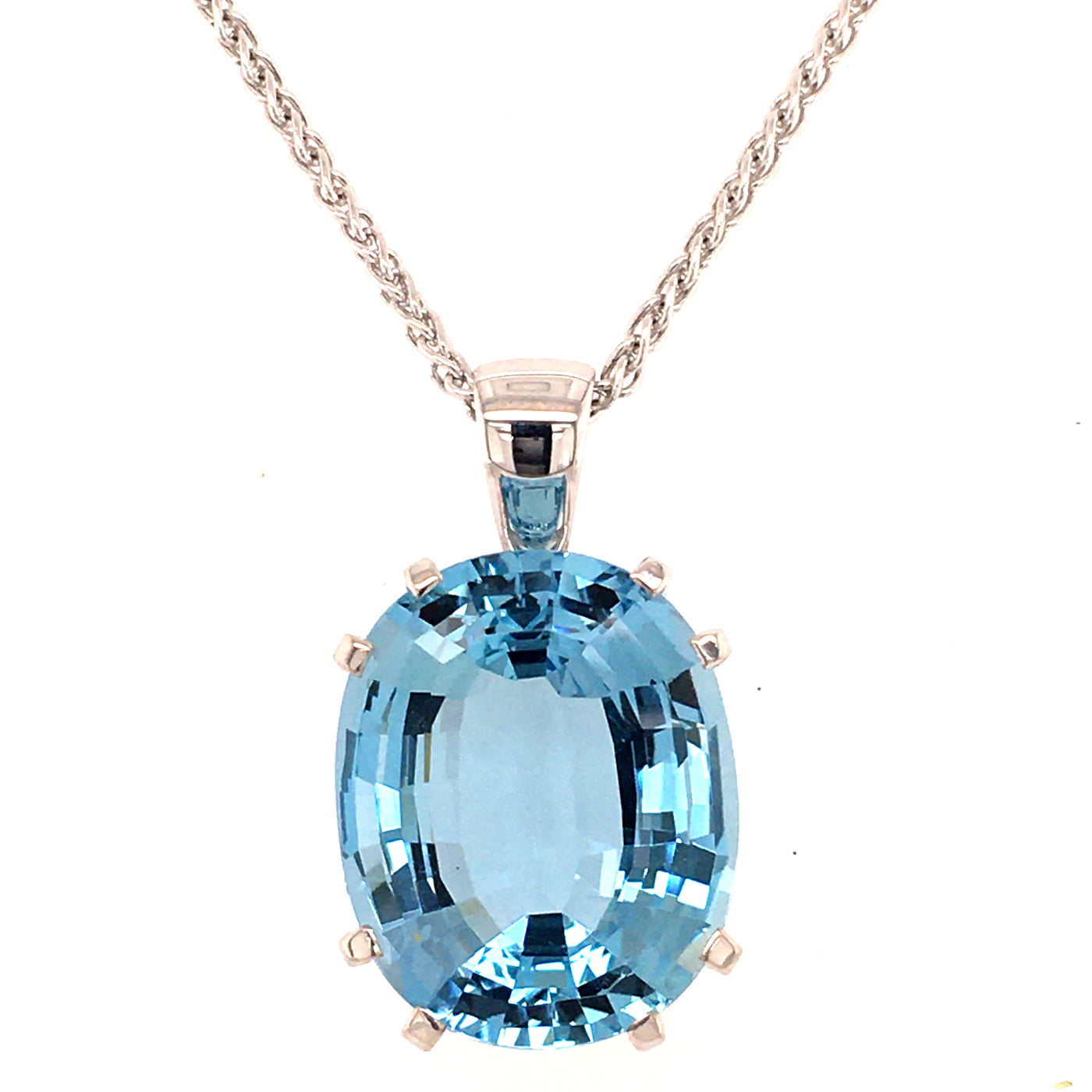 13ct Aquamarine Diamond White Gold Pendant