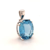 13ct Aquamarine Diamond White Gold Pendant