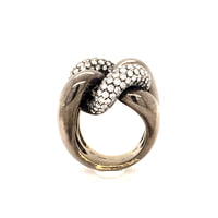 Diamond Ring in Blackened 18 Karat Rose and White Gold