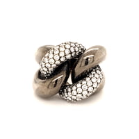 Diamond Ring in Blackened 18 Karat Rose and White Gold
