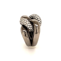 Diamond Ring in Blackened 18 Karat Rose and White Gold