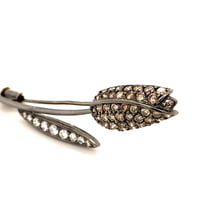 Blackened White Gold Brown and White Diamond Tulip Brooch