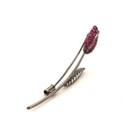 Blackened White Gold Ruby and Diamond Tulip Brooch