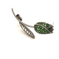 Blackened White Gold Tsavorite and Diamond Tulip Brooch