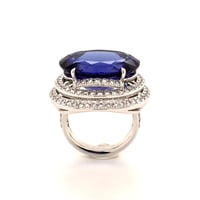 Spectacular 23.39 Carat Tanzanite and Diamond Ring in White Gold 18 Karat