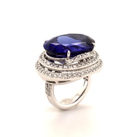 Spectacular 23.39 Carat Tanzanite and Diamond Ring in White Gold 18 Karat