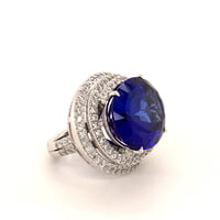 Spectacular 23.39 Carat Tanzanite and Diamond Ring in White Gold 18 Karat