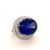 Spectacular 23.39 Carat Tanzanite and Diamond Ring in White Gold 18 Karat