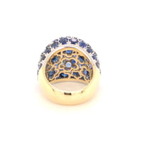 Blue Sapphire Bombe Dome Ring in 18 Karat Yellow Gold