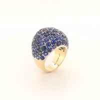 Blue Sapphire Bombe Dome Ring in 18 Karat Yellow Gold