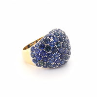 Blue Sapphire Bombe Dome Ring in 18 Karat Yellow Gold