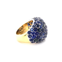 Blue Sapphire Bombe Dome Ring in 18 Karat Yellow Gold