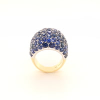 Blue Sapphire Bombe Dome Ring in 18 Karat Yellow Gold