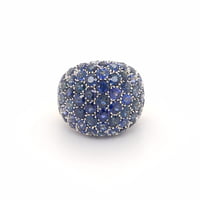 Blue Sapphire Bombe Dome Ring in 18 Karat Yellow Gold