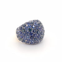 Blue Sapphire Bombe Dome Ring in 18 Karat Yellow Gold