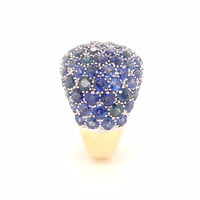 Blue Sapphire Bombe Dome Ring in 18 Karat Yellow Gold