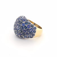 Blue Sapphire Bombe Dome Ring in 18 Karat Yellow Gold